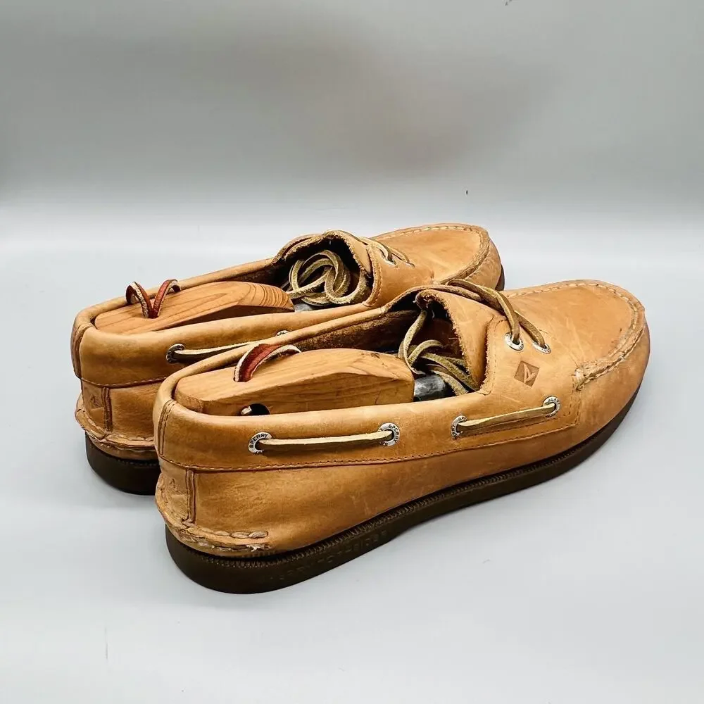 Sperry Shoes Mens 11 Brown Leather Top Sider 2 Eye Boat Moc Toe Casual Comfort